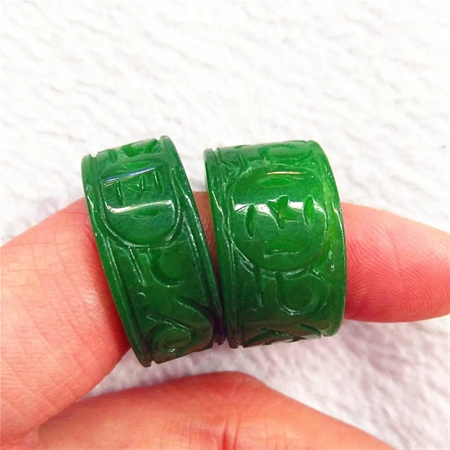 True Jade Ring Jade-Green Ring Wrench Finger Men And Women Wedding Valentine's Day Gift Jewelry Accessories Jewelry (Ring Size : Inner diameter 21mm)