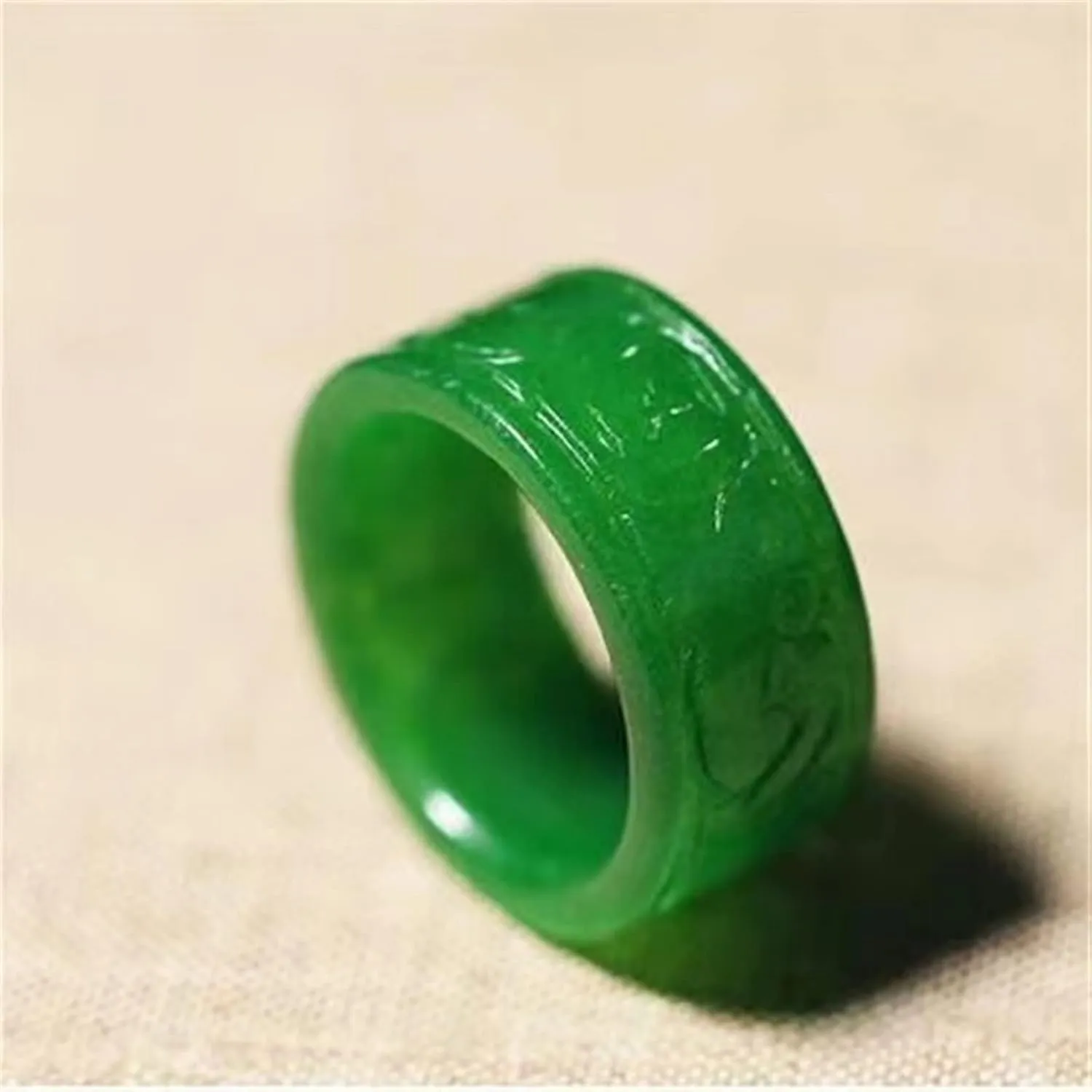 True Jade Ring Jade-Green Ring Wrench Finger Men And Women Wedding Valentine's Day Gift Jewelry Accessories Jewelry (Ring Size : Inner diameter 21mm)