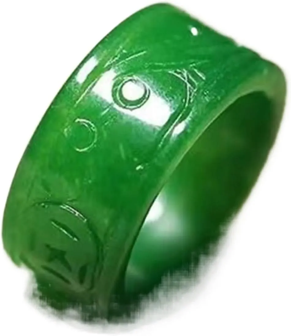True Jade Ring Jade-Green Ring Wrench Finger Men And Women Wedding Valentine's Day Gift Jewelry Accessories Jewelry (Ring Size : Inner diameter 21mm)