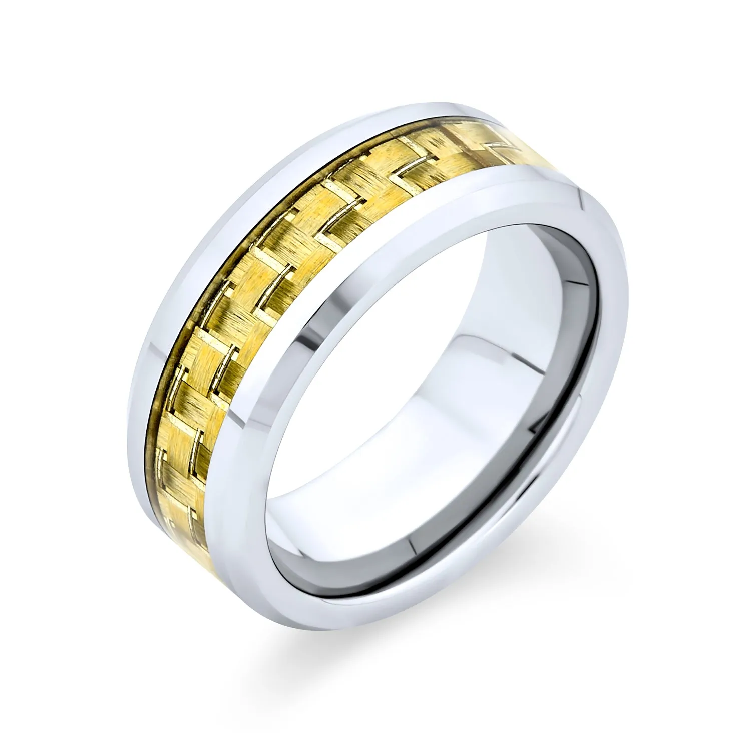 Unisex Tungsten Wedding Band Ring with Simulated Blue Opal Inlay for Couples