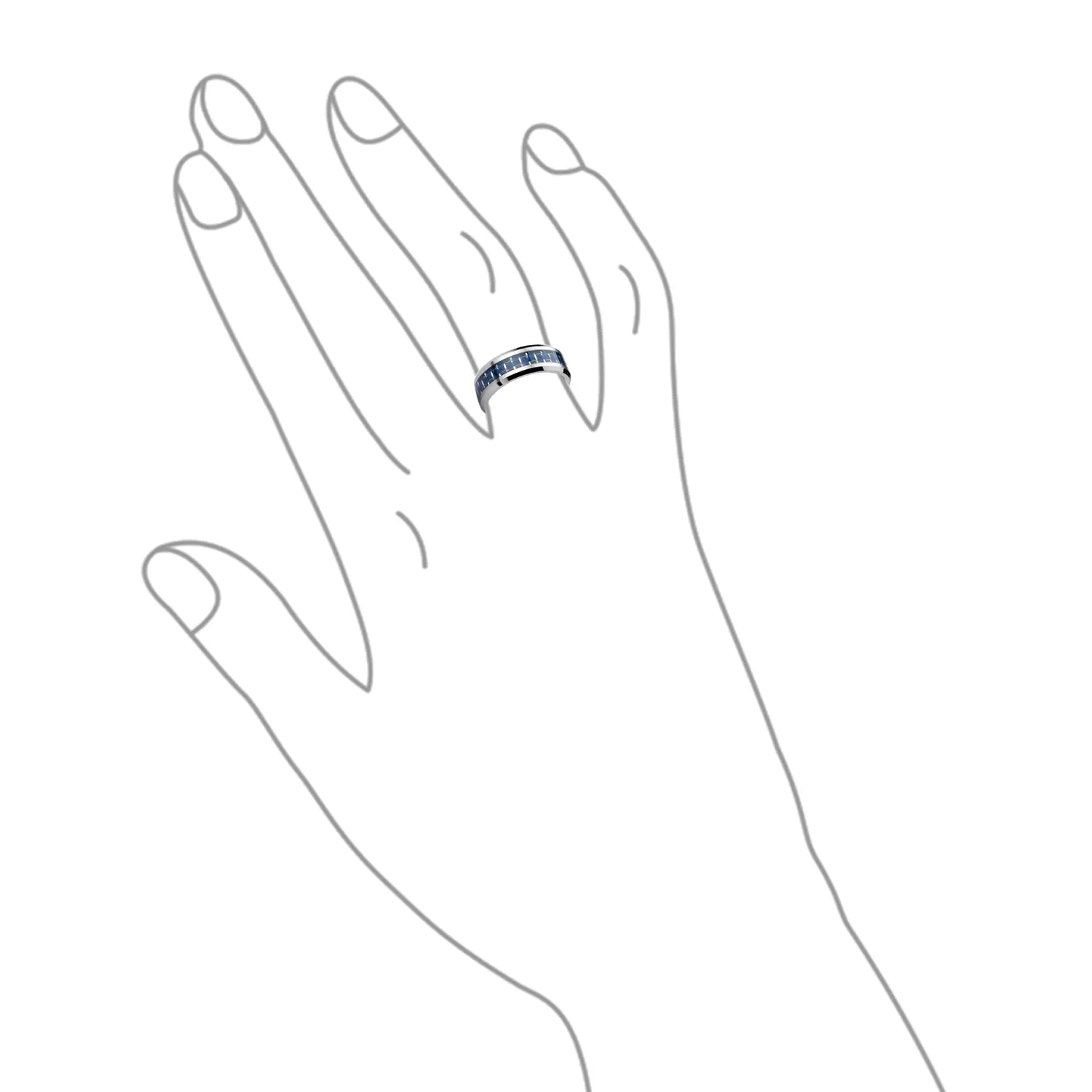 Unisex Tungsten Wedding Band Ring with Simulated Blue Opal Inlay for Couples