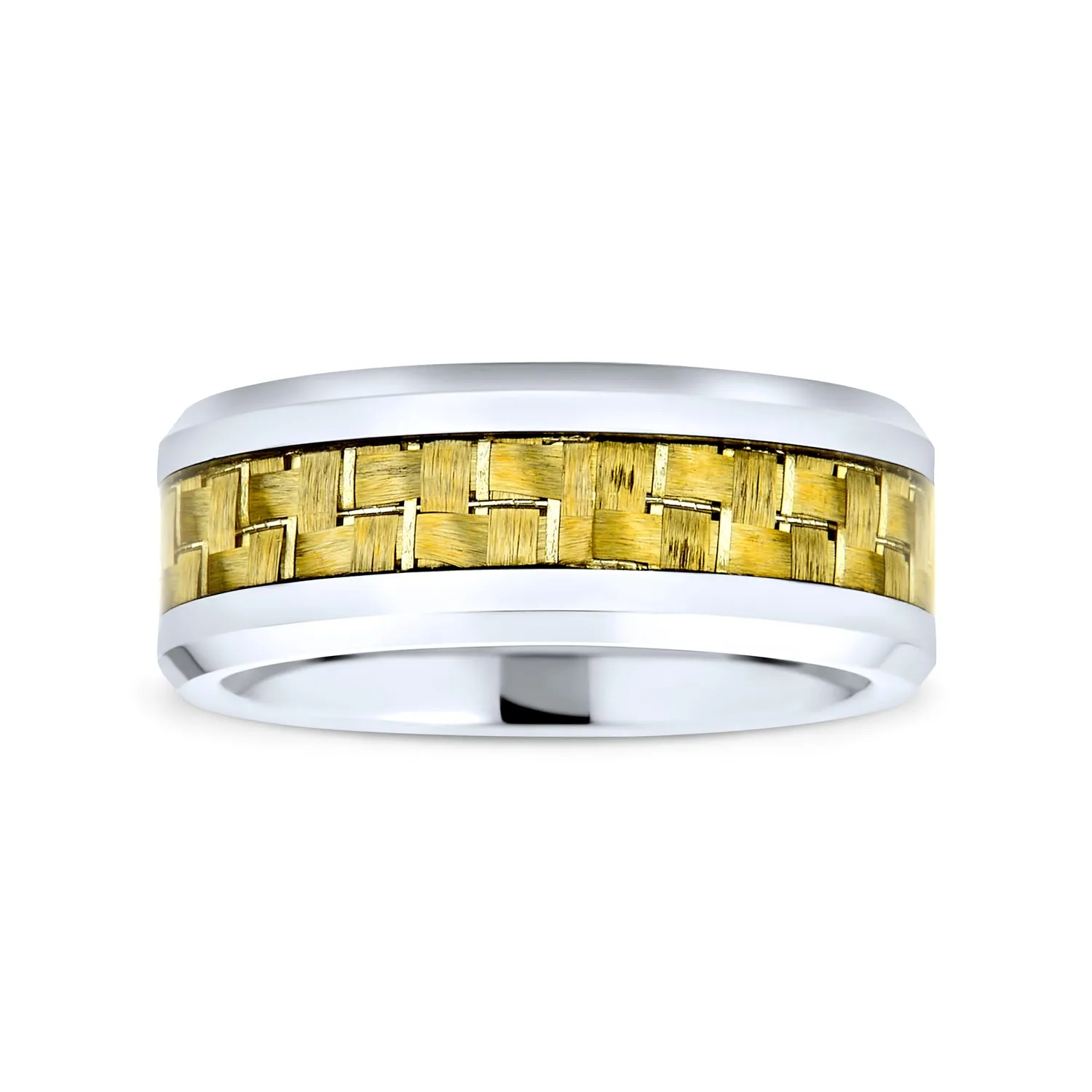 Unisex Tungsten Wedding Band Ring with Simulated Blue Opal Inlay for Couples