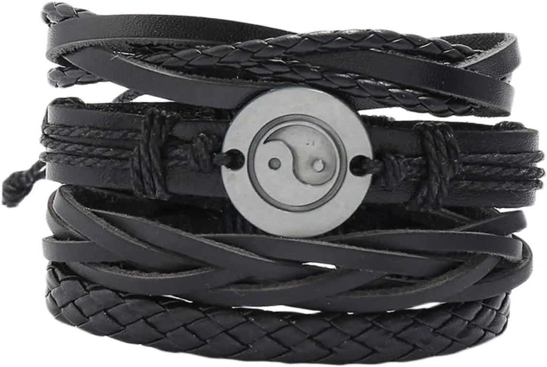 VALICLUD Leather Wrist Chain Set Matching Couple Bracelets Bracelets Handmade Jewelry Diy Bangle for Women Men