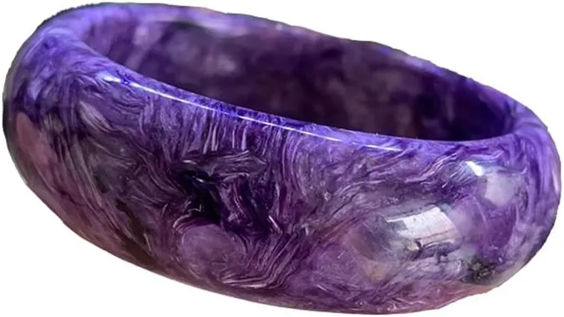 Vesppears Natural Feng Shui Purple Jade Bangle for Women Genuine with Dragon Pattern Fashionable Safe and Auspicious Fit 58-62mm
