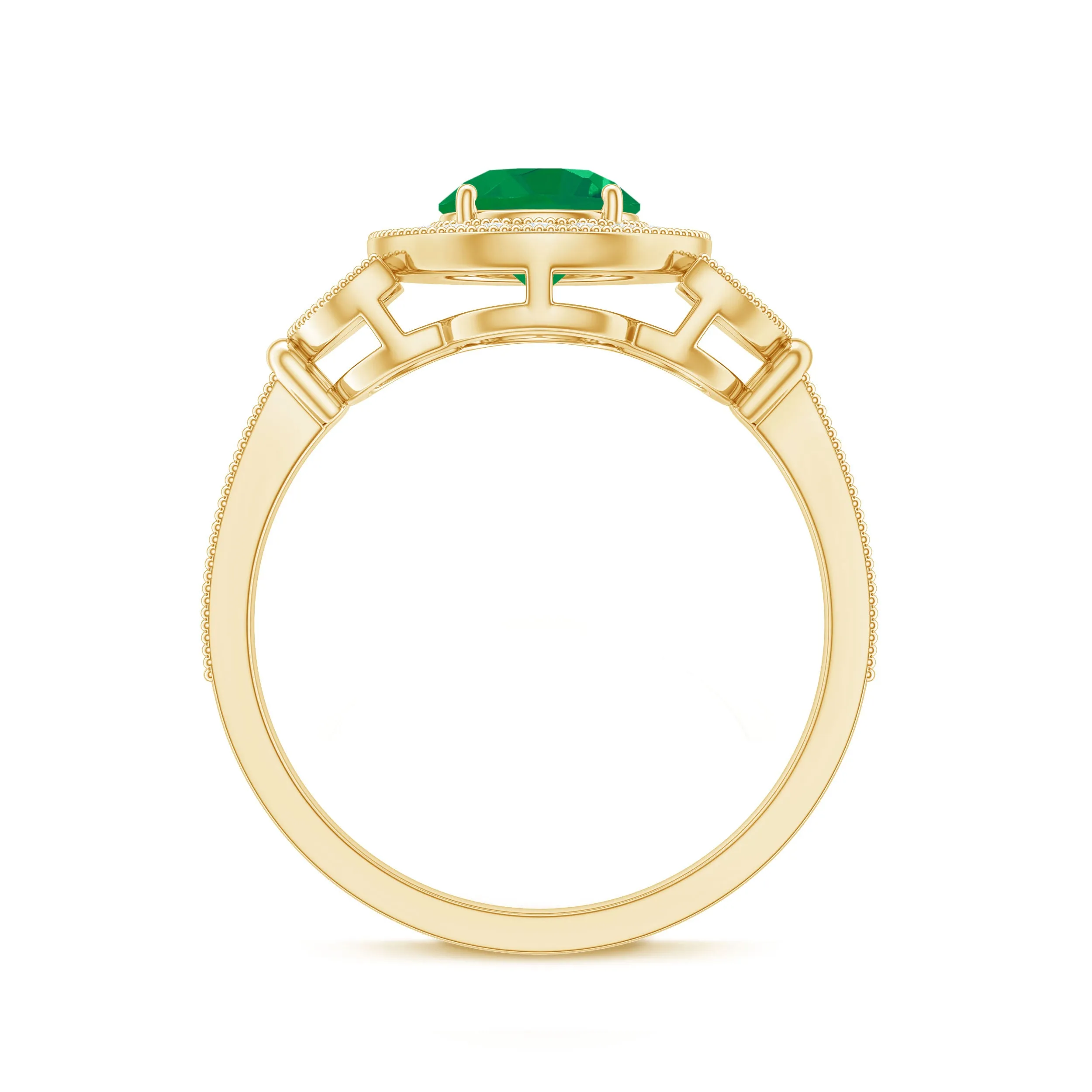 Vintage Inspired Emerald Diamond Engagement Ring