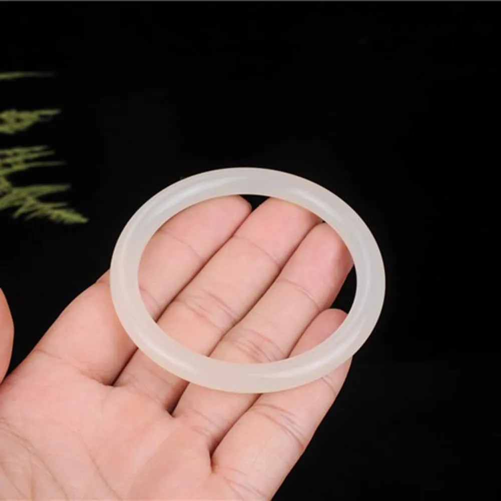 Vintage White Jade Thin circular bar Bangle Classic White moonlight Jade Bracelet Lucky Bangle for Women and Girls Best love