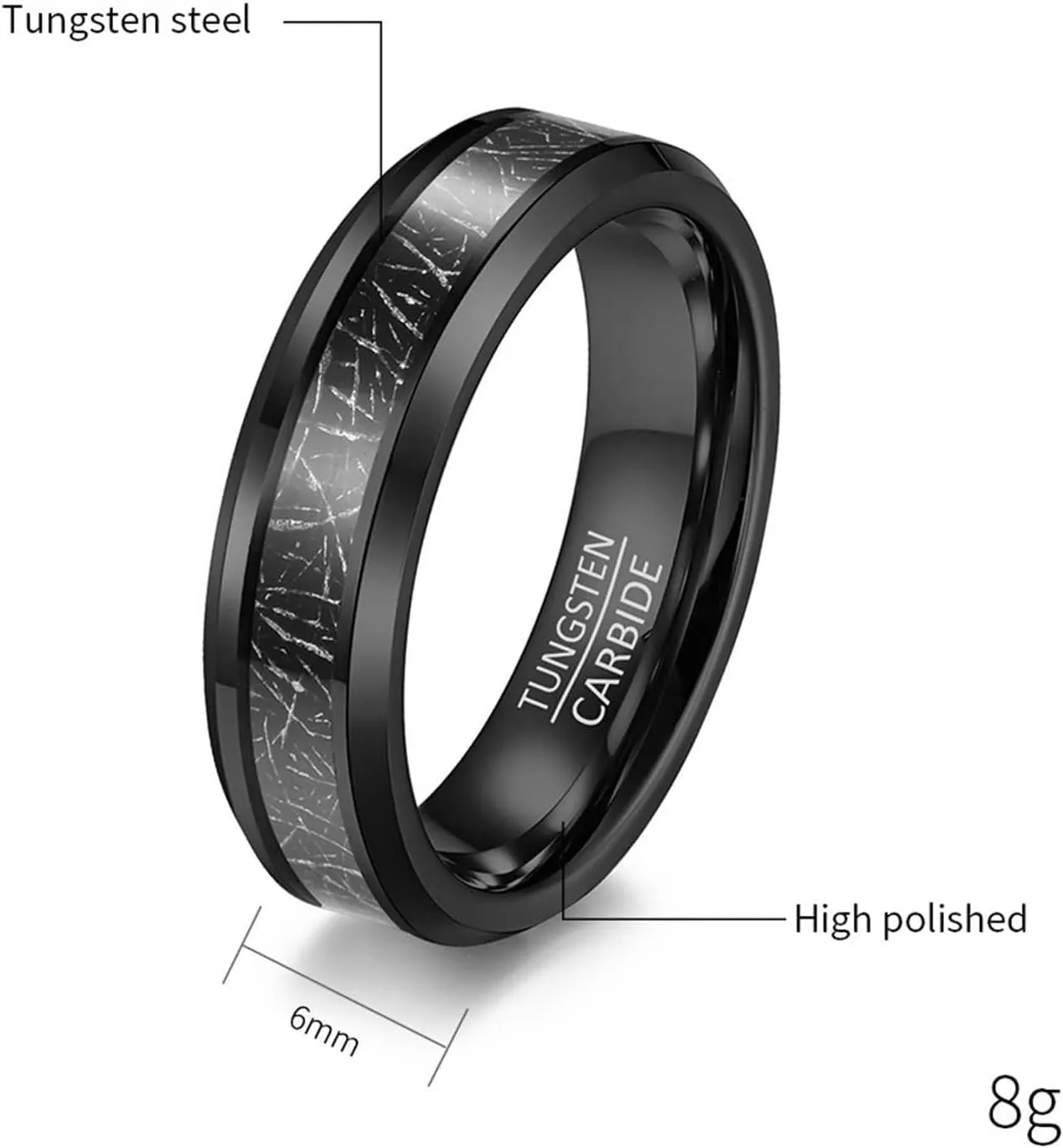 Wedding Bands Engraved Rings Wedding Couple,Couples Tungsten Rings 6MM Black Ring with Round Couple Promise Rings