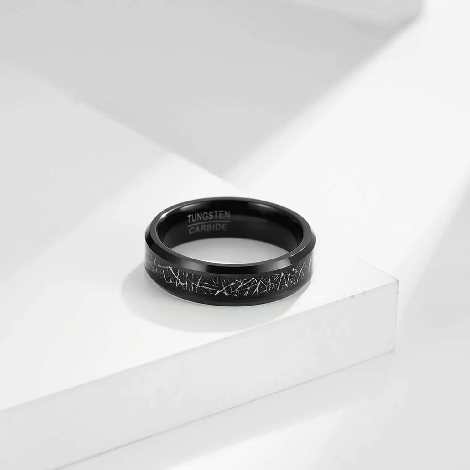 Wedding Bands Engraved Rings Wedding Couple,Couples Tungsten Rings 6MM Black Ring with Round Couple Promise Rings