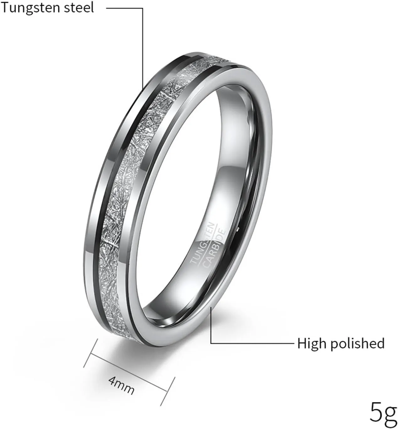 Wedding Rings Set for Him and Her, Tungsten Couples Promise Rings Set Comfort Fit 4mm Silver Ring Inlay Metal