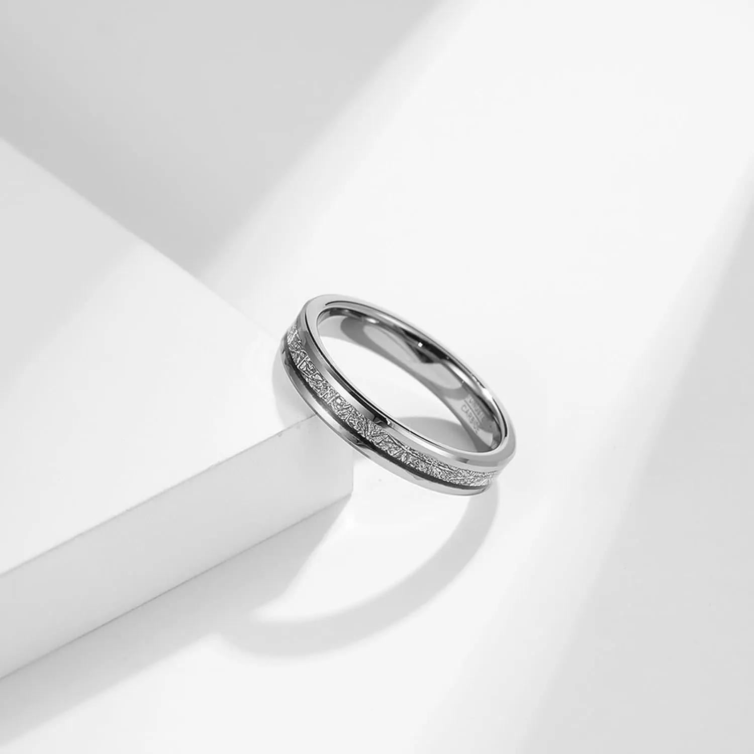 Wedding Rings Set for Him and Her, Tungsten Couples Promise Rings Set Comfort Fit 4mm Silver Ring Inlay Metal