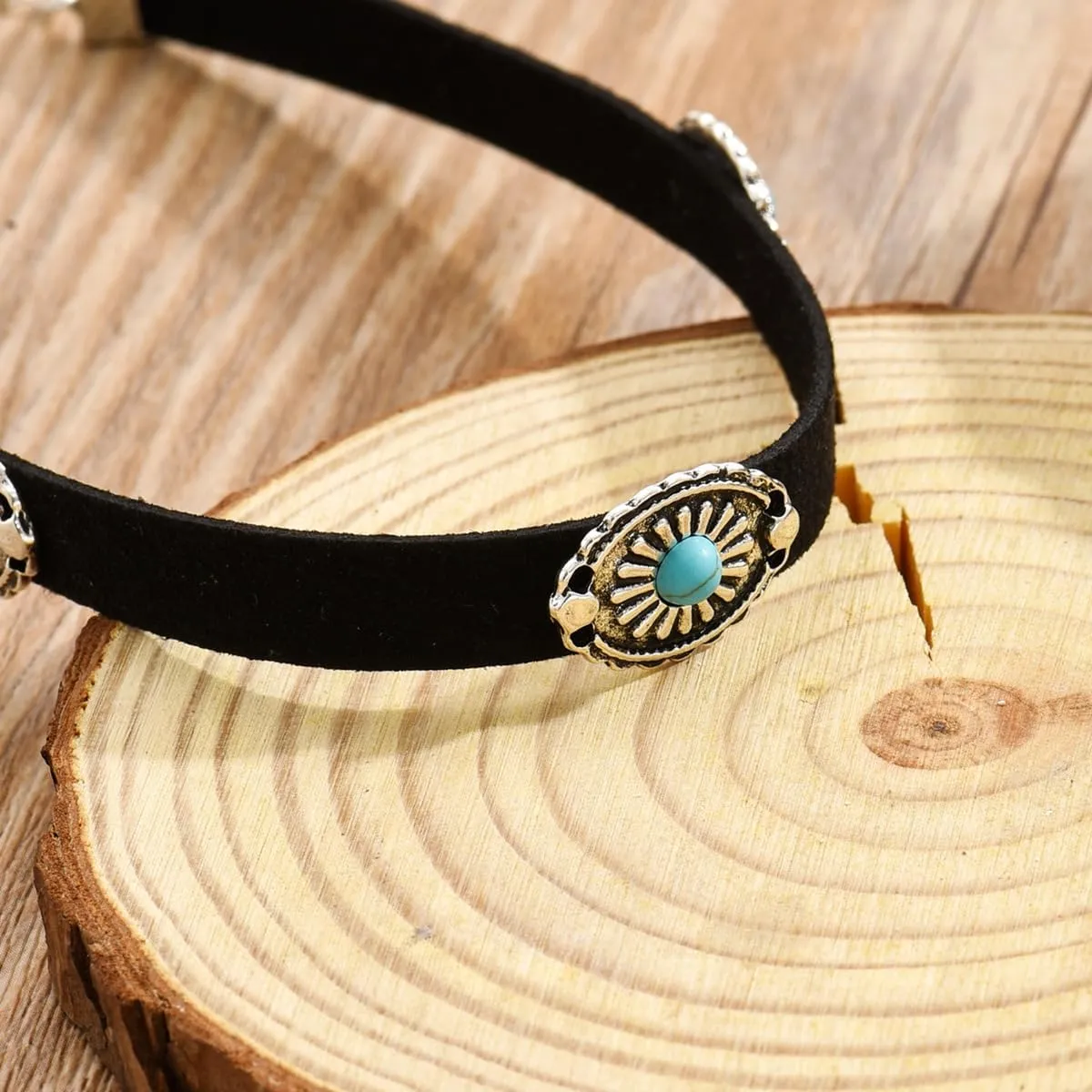 Western Turquoise Choker Necklace for Women Gothic Black Choker Necklaces Boho Summer Cowgirl Rodeo Country Concert Outfits Jewelry Accessories