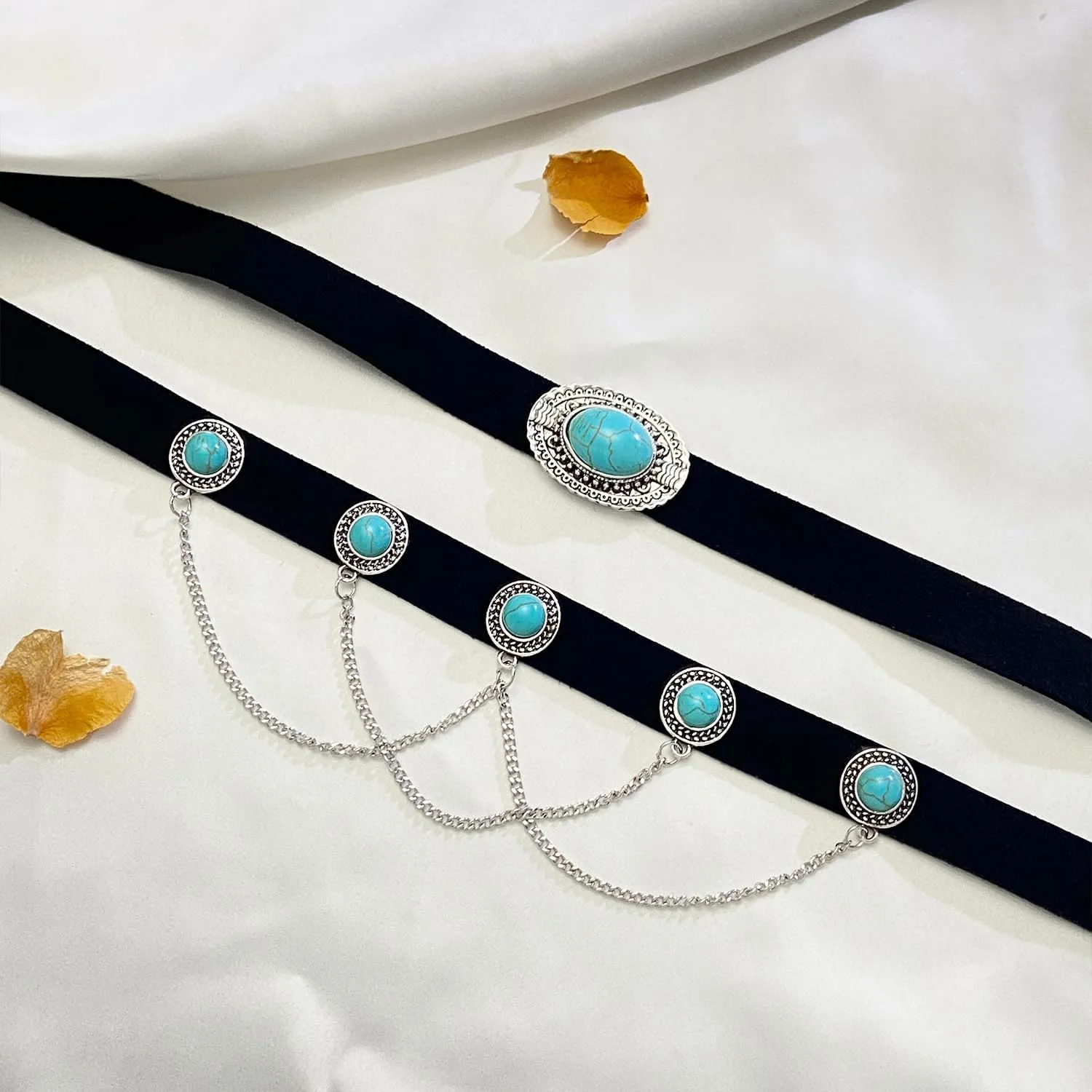 Western Turquoise Choker Necklace for Women Gothic Black Choker Necklaces Boho Summer Cowgirl Rodeo Country Concert Outfits Jewelry Accessories
