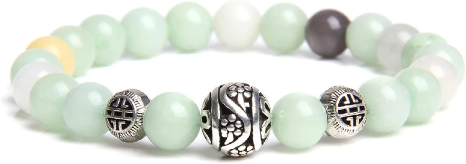 Women Braceletes Natural Polished Garnet Bracelets for Women Fashion Alloy Ball Beads Bangle Femme Jewelry Friendship,Jade,19cm