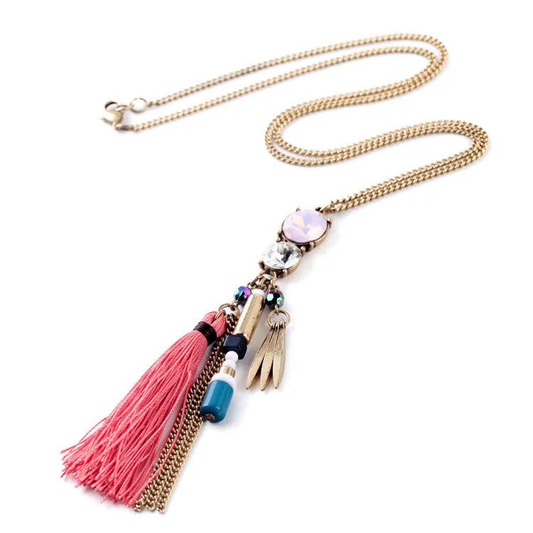 Women Fashion Jewelry Long All Mathc Tassel Bohemian Necklace