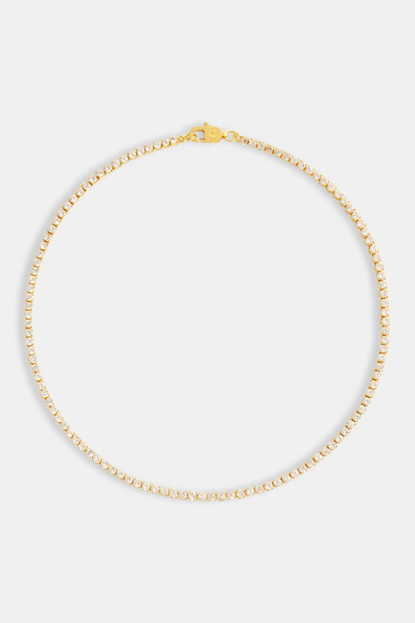 Womens 2.5mm Micro Tennis Choker - Gold