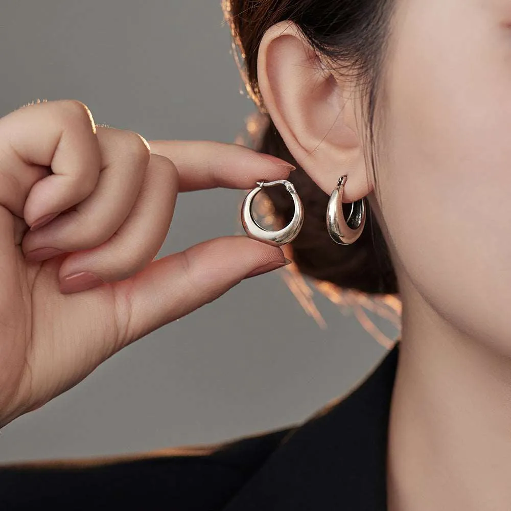 Women's Geometric U-shaped Silver 925 Earrings
