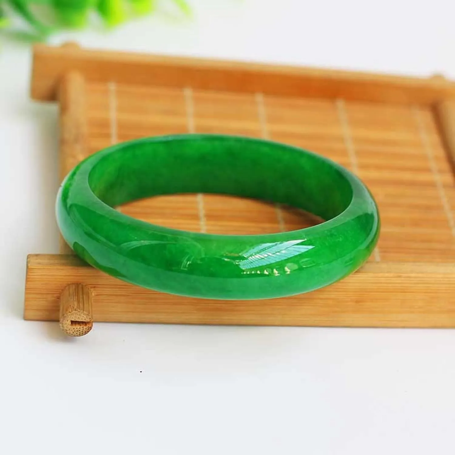 Women's natural jade bracelet, authentic Burmese moist green jade bracelet,Handmade with certificate