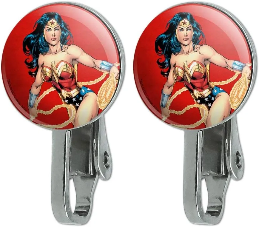 Wonder Woman Character Novelty Clip-On Stud Earrings
