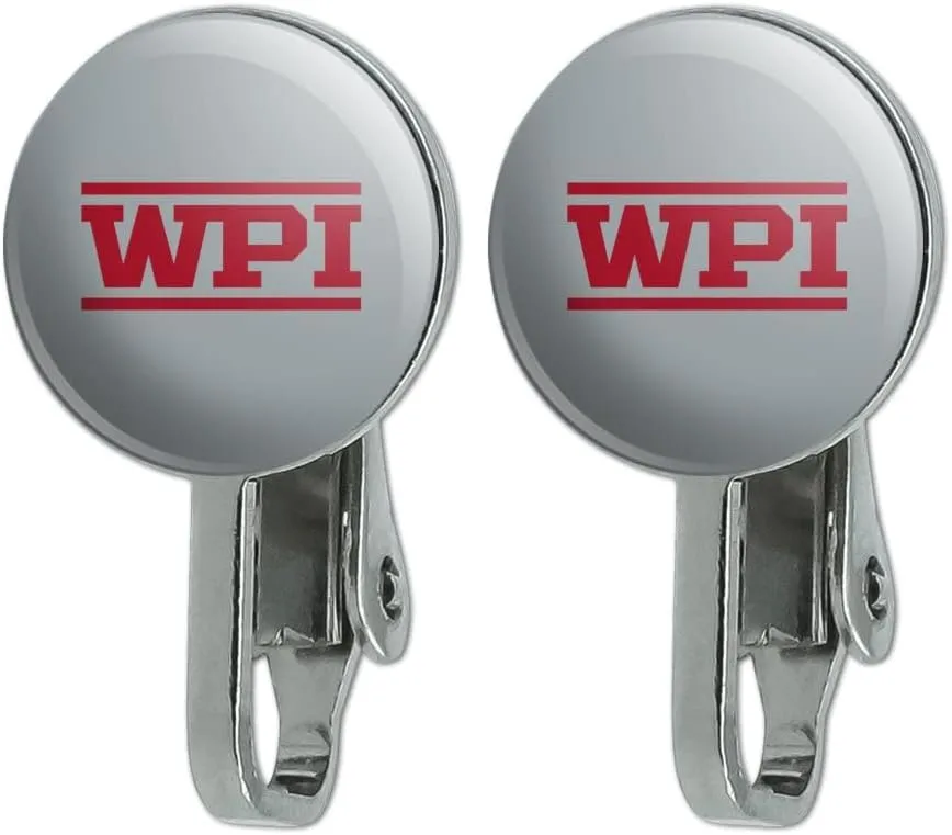 Worcester Polytechnic Goat Novelty Clip-On Stud Earrings