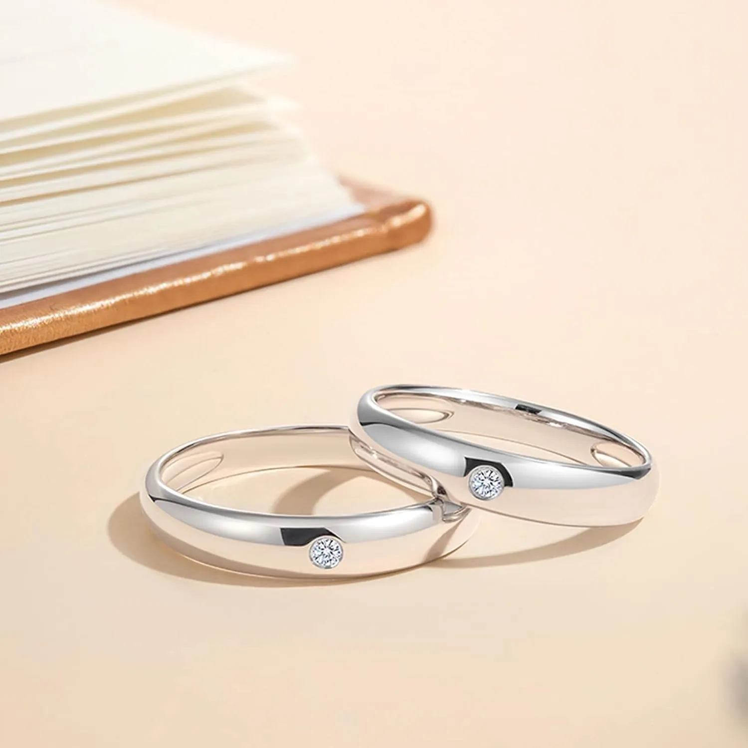 WSX Diamond Matching Couples Rings for for Him and Her Sterling Silver/10K/14K/18K Wedding Promise Rings, Free Engrave