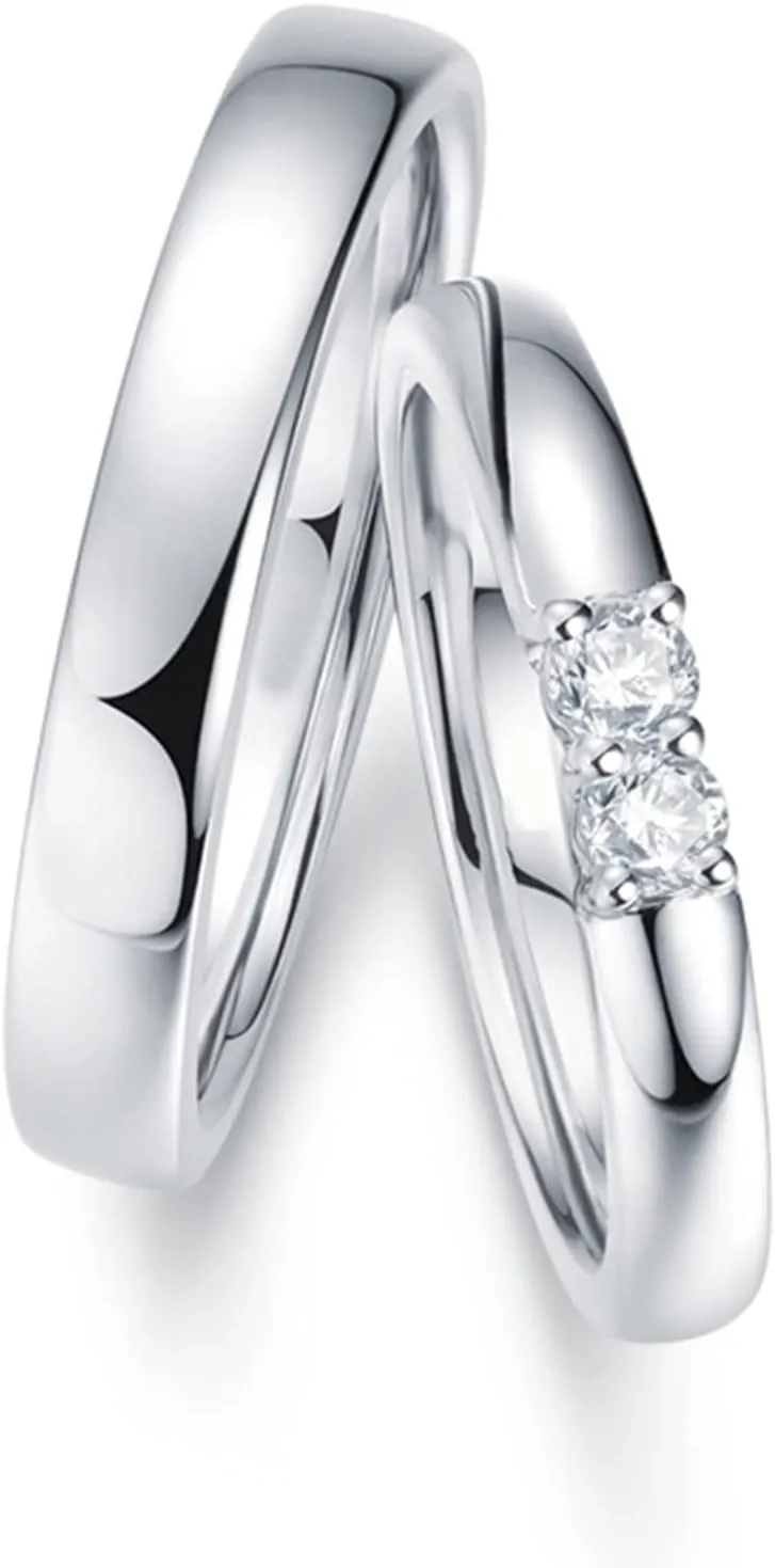 WSX Diamond Matching Couples Rings for for Him and Her Sterling Silver/10K/14K/18K Wedding Promise Rings, Free Engrave