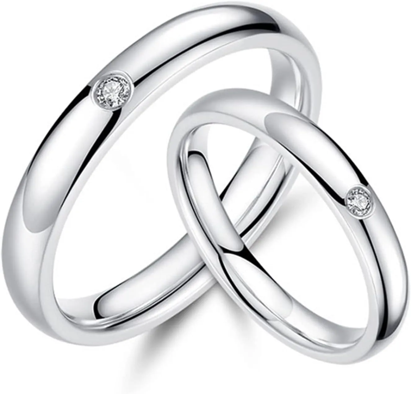 WSX Diamond Matching Couples Rings for for Him and Her Sterling Silver/10K/14K/18K Wedding Promise Rings, Free Engrave