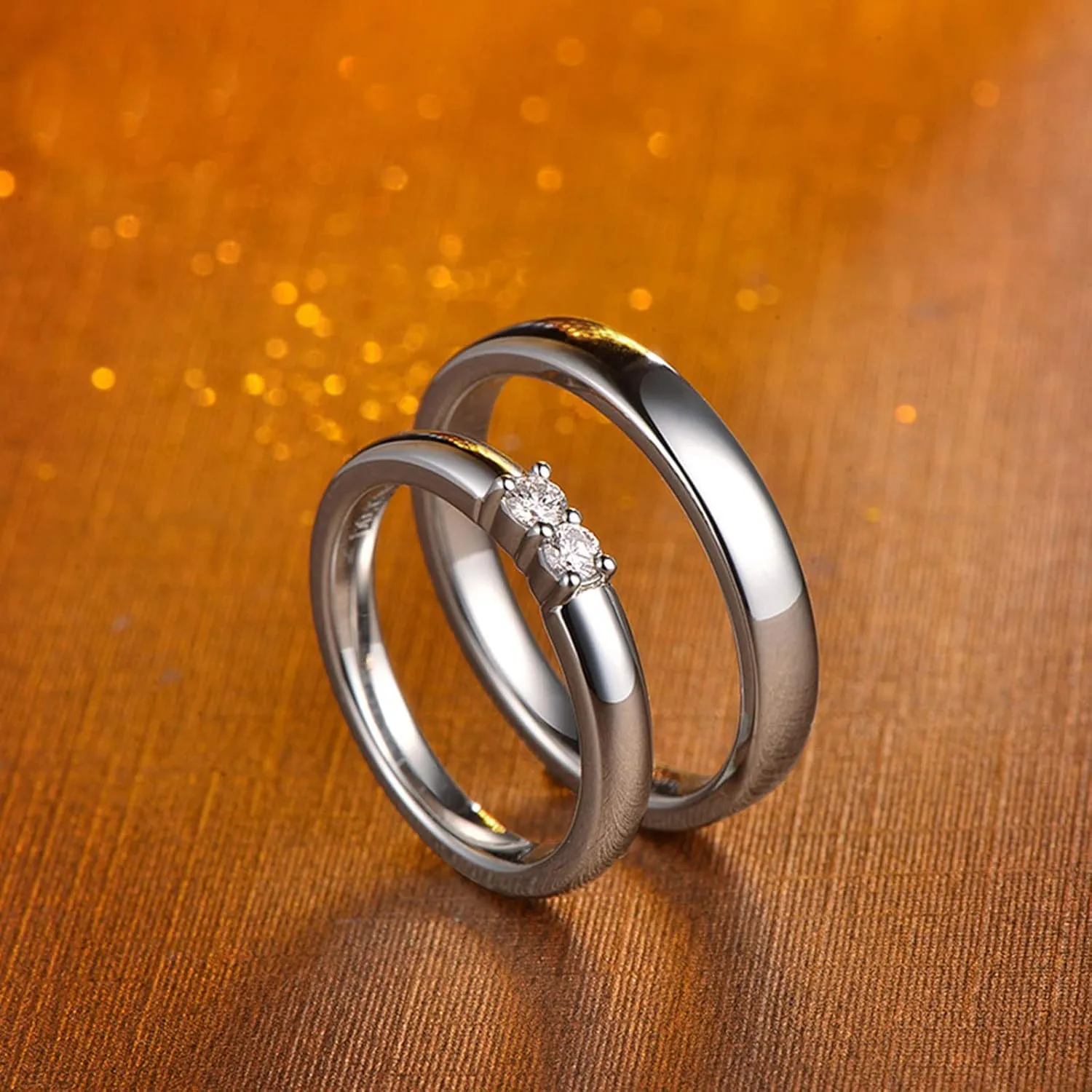 WSX Diamond Matching Couples Rings for for Him and Her Sterling Silver/10K/14K/18K Wedding Promise Rings, Free Engrave