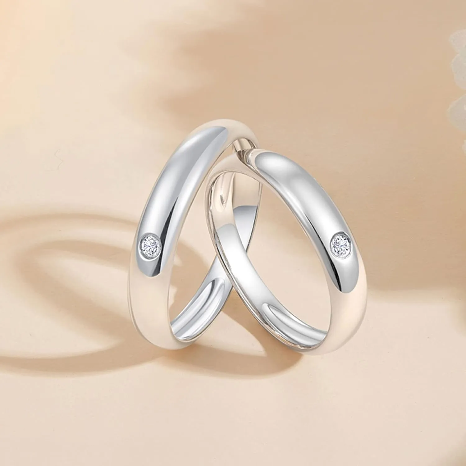 WSX Diamond Matching Couples Rings for for Him and Her Sterling Silver/10K/14K/18K Wedding Promise Rings, Free Engrave