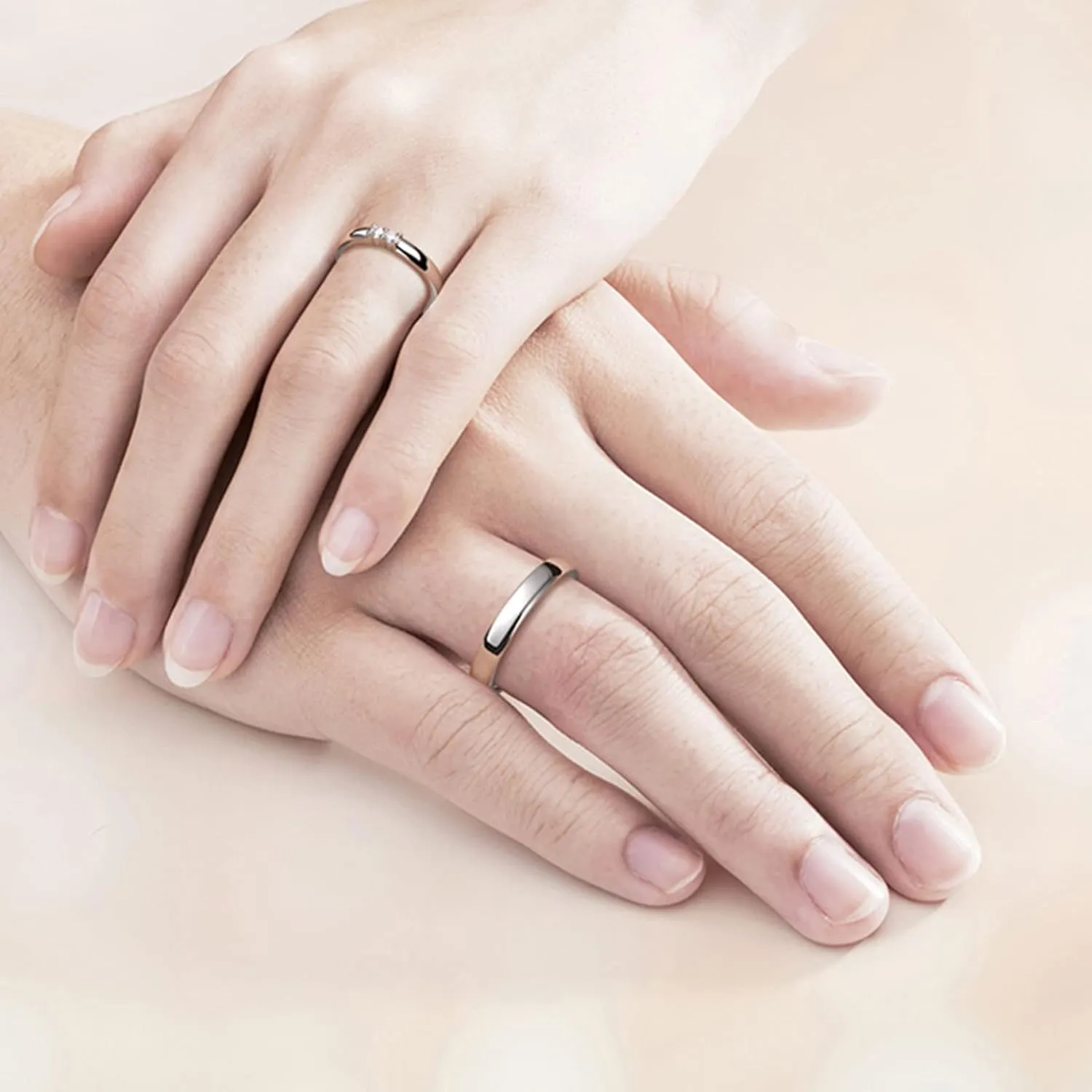 WSX Diamond Matching Couples Rings for for Him and Her Sterling Silver/10K/14K/18K Wedding Promise Rings, Free Engrave