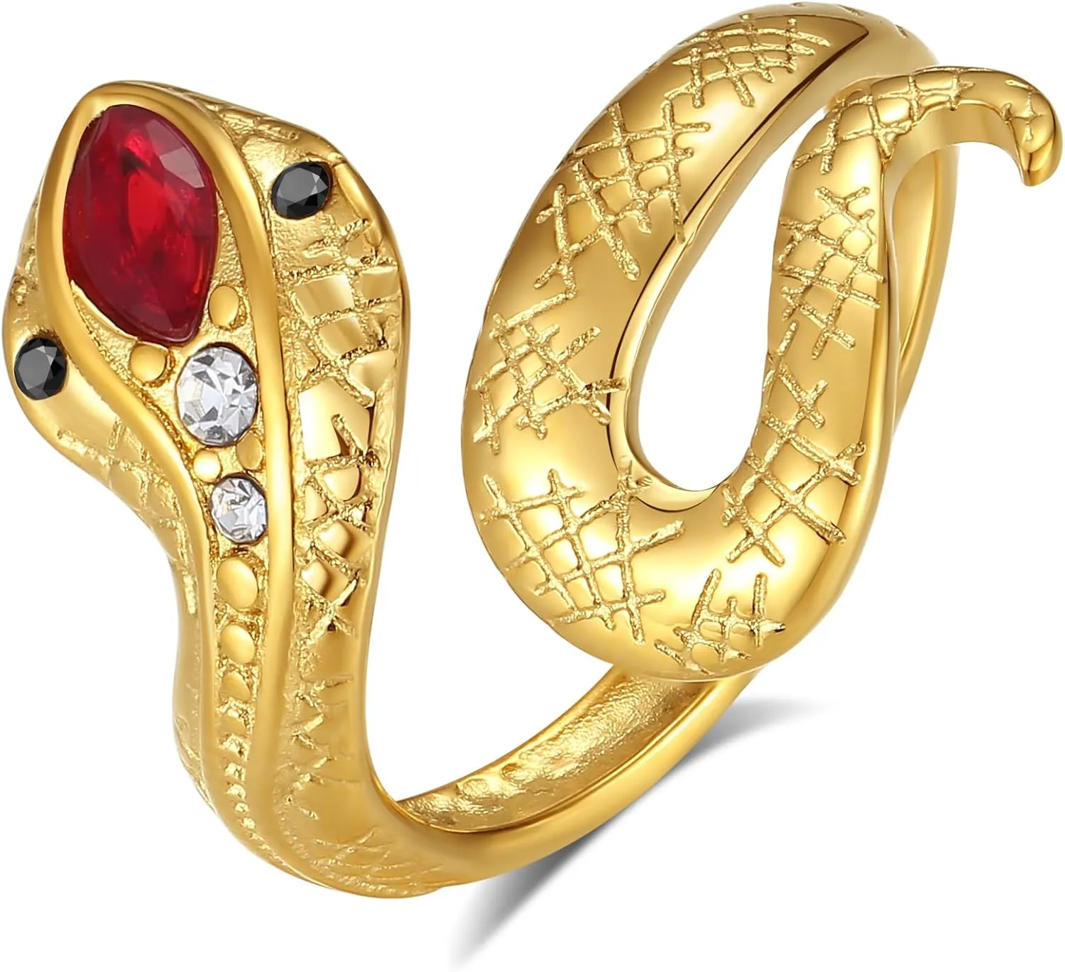 YeGieonr Gold Rings for Women Non Tarnish, Stainless Steel Rings with 18k Gold Plated, Layered Adjustable Rings with Gemstone, Statement Jewelry Gifts for Women