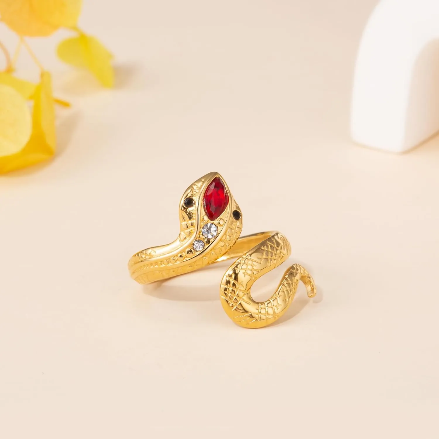YeGieonr Gold Rings for Women Non Tarnish, Stainless Steel Rings with 18k Gold Plated, Layered Adjustable Rings with Gemstone, Statement Jewelry Gifts for Women