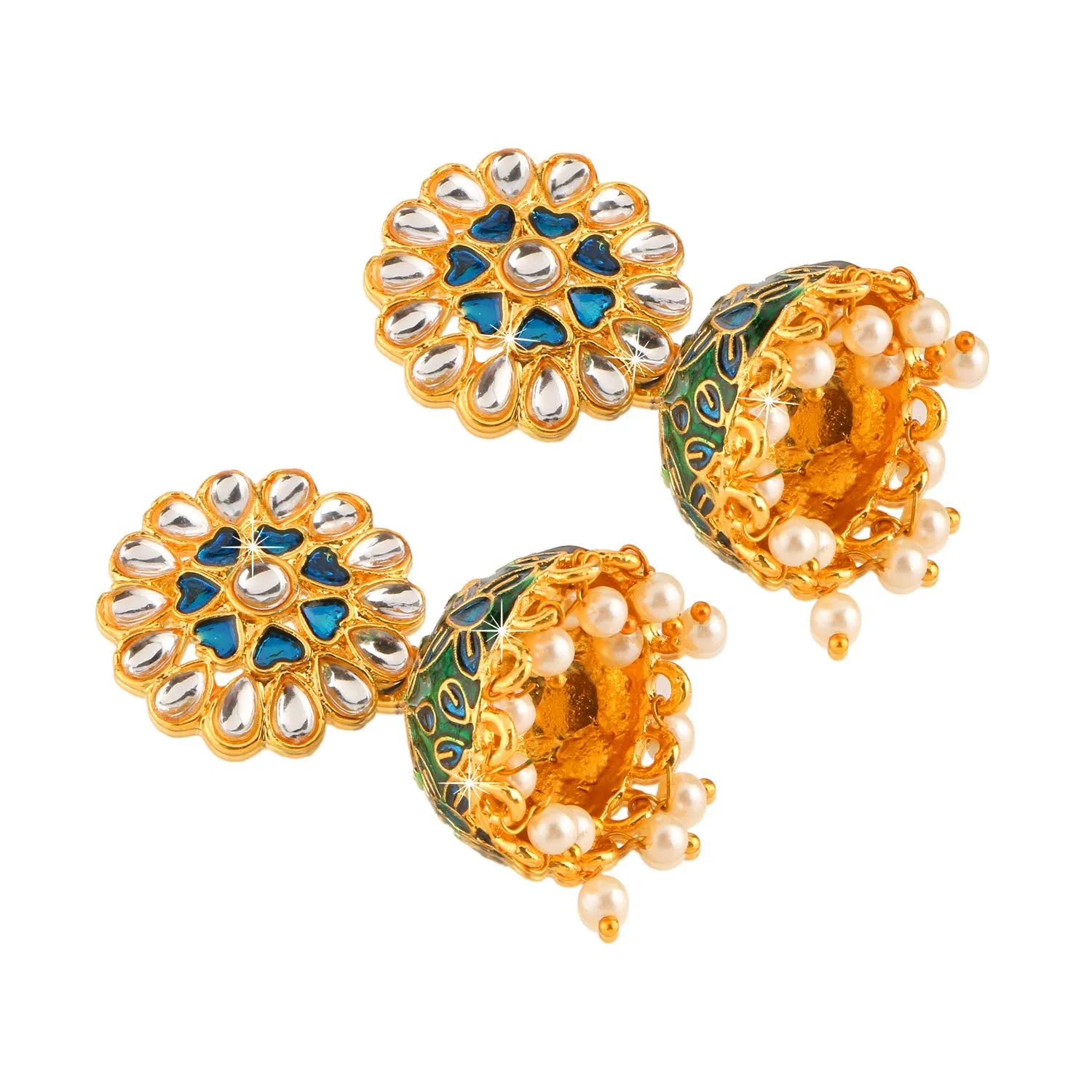 Yellow Chimes Meenakari Workmanship Latest Stylish Jhumkas Earrings for Women and Girls