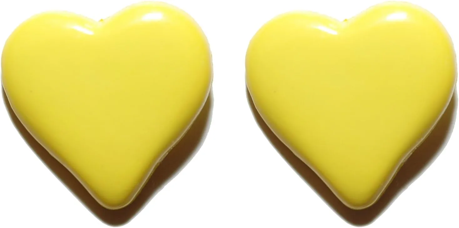 Yellow Heart Clip On Earrings (S648clip)