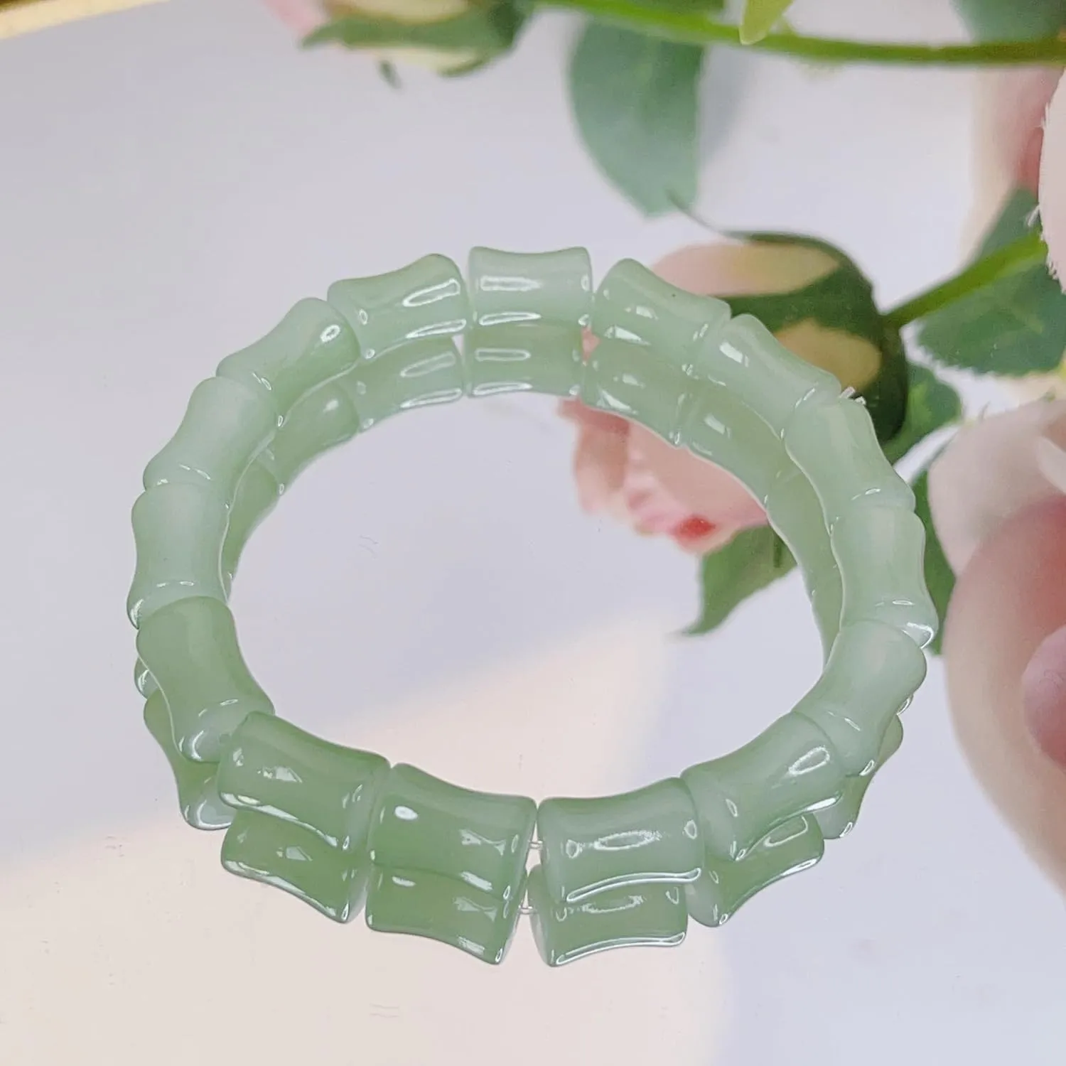 ZMANYIJEW Natural Jade Bamboo Beaded Bracelet New Chinese Style Jade Bracelet for Women Exquisite Lucky Hotan Jade Bracelet Jewelry