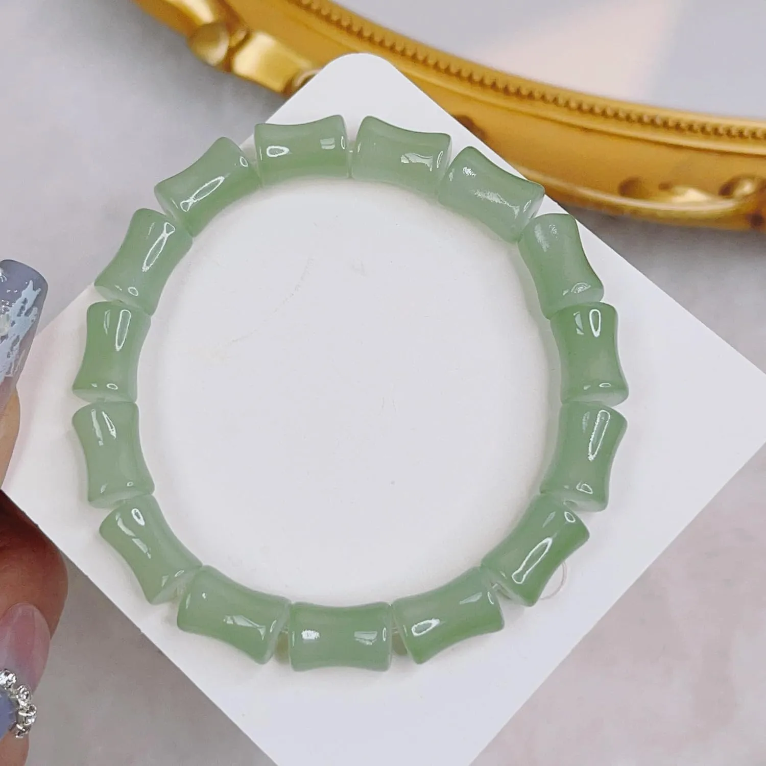 ZMANYIJEW Natural Jade Bamboo Beaded Bracelet New Chinese Style Jade Bracelet for Women Exquisite Lucky Hotan Jade Bracelet Jewelry